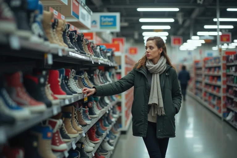 Femme d'âge moyen dans un magasin de sport vide