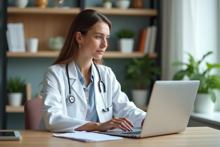 Médecin femme en consultation dans un cabinet médical